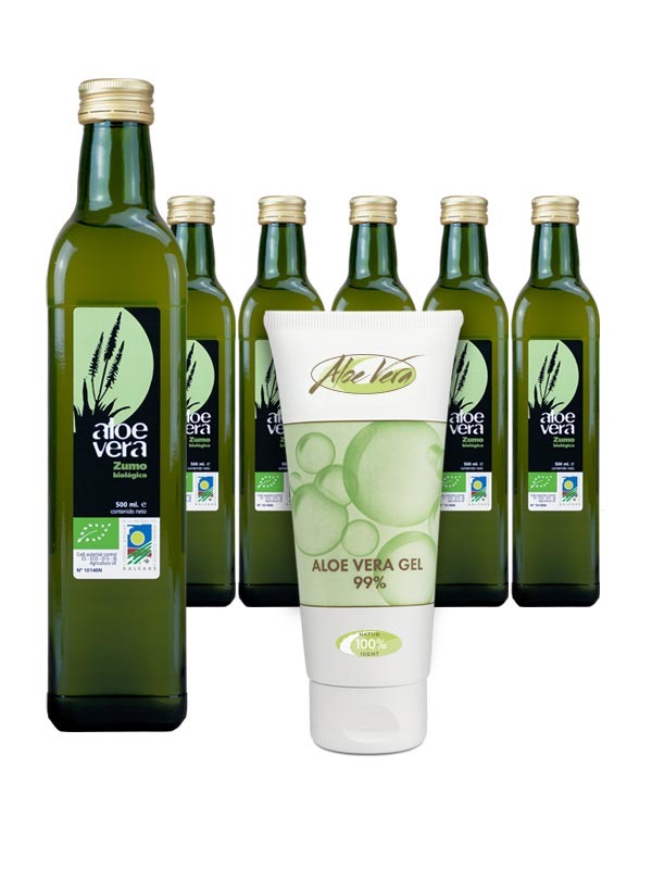 6 x Aloe Vera Direct Juice + 1 Gel 99% from the organic farm Mallorca