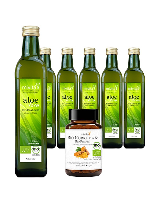 6xBio Aloe Vera Direktsaft+1xKurkuma Kapseln