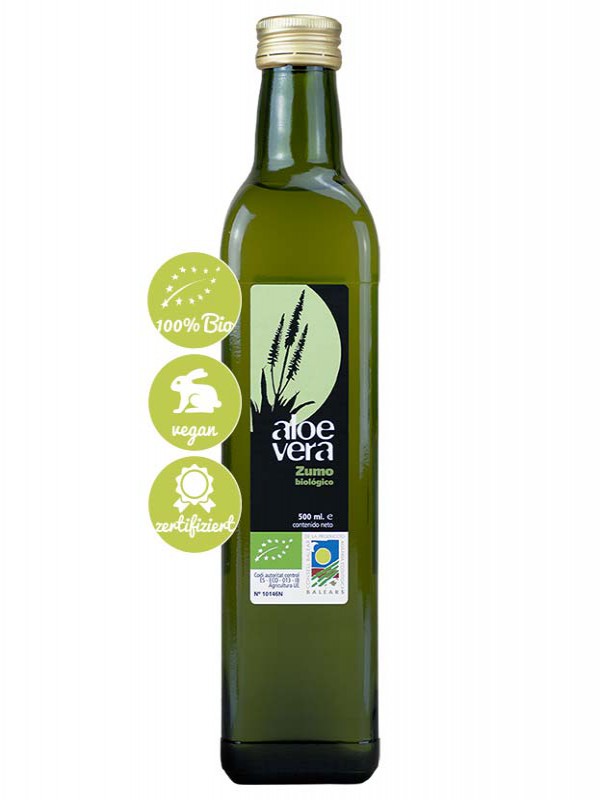 Aloe Vera Direct Juice 99,8% from the organic farm Mallorca
